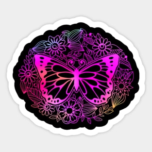Hot Pink Rainbow Butterfly: Holographic Boho Hippie Vibe Sticker